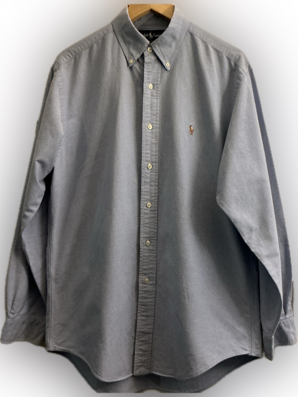 Ralph Lauren Yarmouth Oxford Button Down Shirt Blue Chambray 15.5-34 Cotton